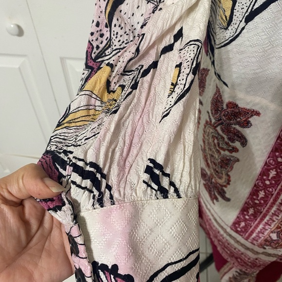 Free People C’est Moi mixed Floral Long Sleeve maxi top size S - Picture 9 of 10